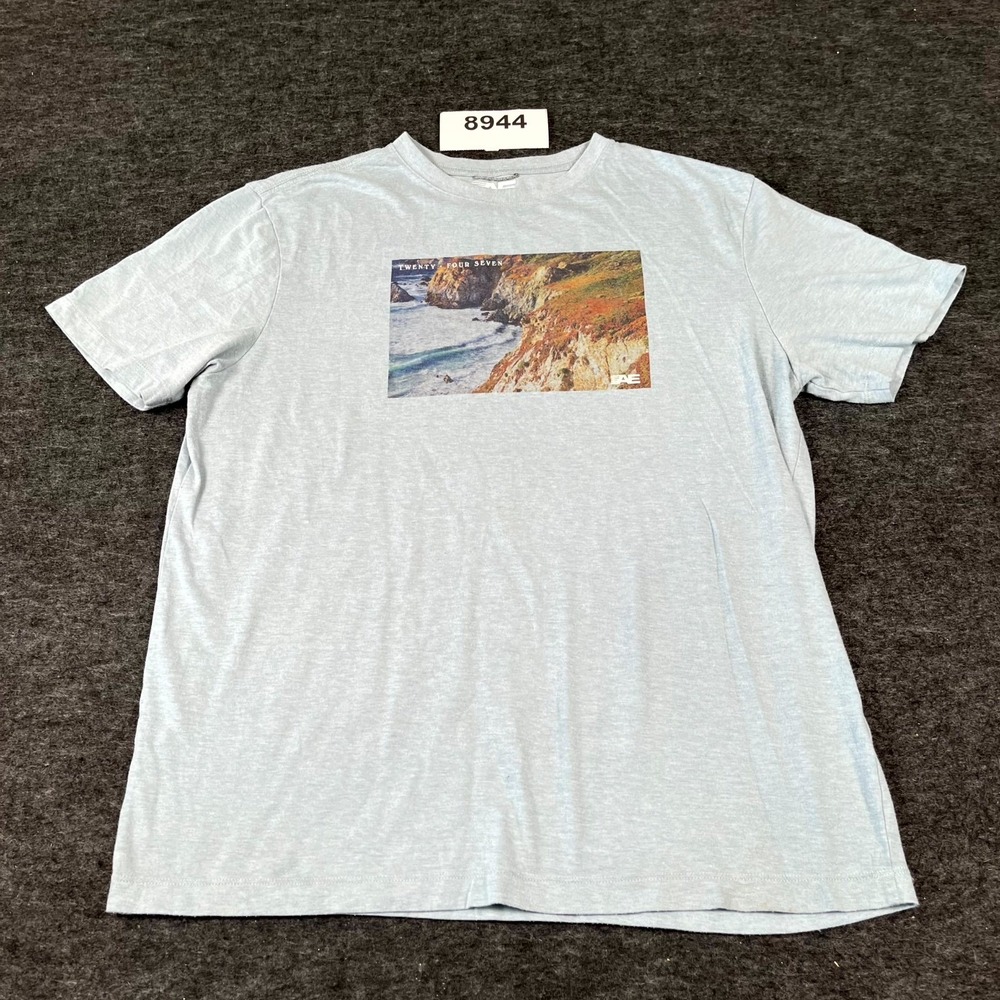 American Eagle Outfitters T Shirt Mens Medium Blue Twenty Four‎ Seven Graphic